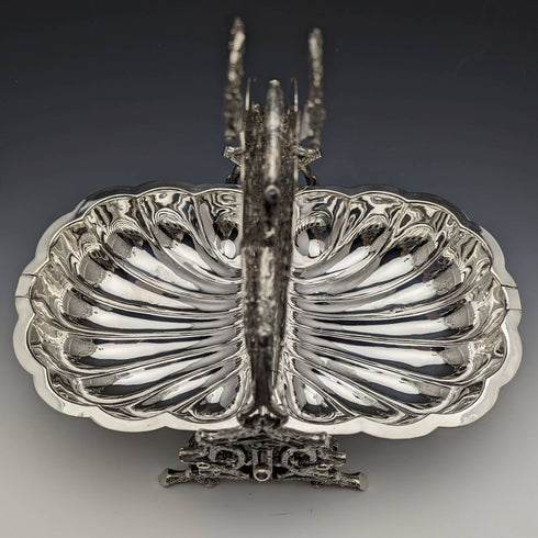 英國古董銀盤貝殼式餅乾保溫器 Walker and Hall